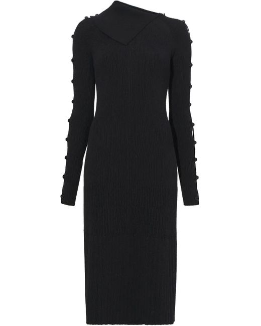 Proenza Schouler Black Micro-Ribbed Midi Dress