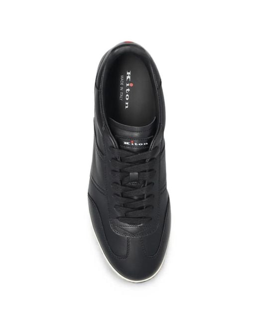 Kiton Black Leather Sneakers for men