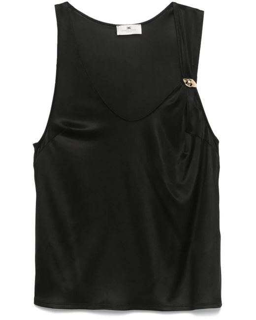 Elisabetta Franchi ロゴブローチ タンクトップ Black