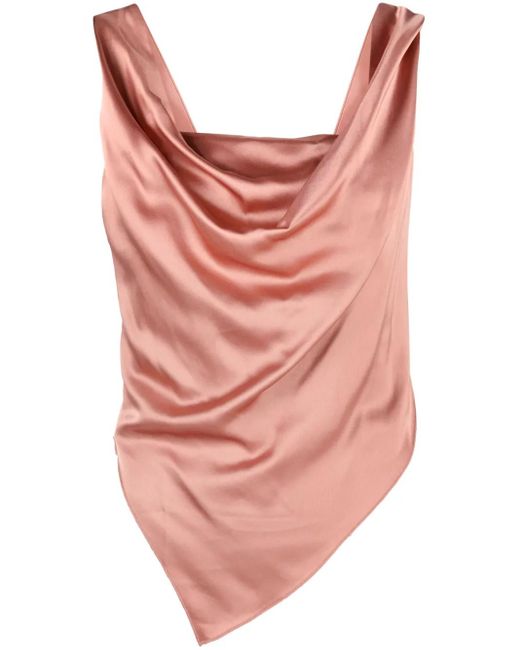 Nanushka Pink Petra Sleeveless Draped Satin Top