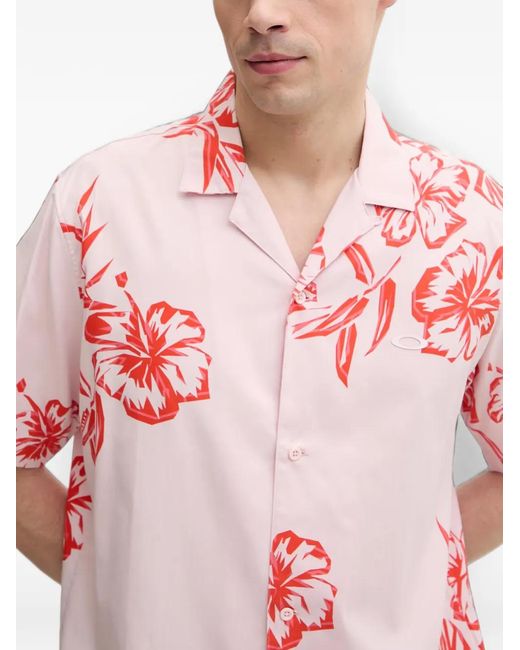 Oakley Pink Hibiscus Breeze Floral-Print Short-Sleeve Shirt for men