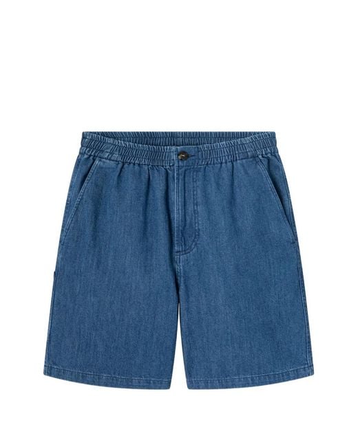 A.P.C. Blue Pleated Elasticated-Waist Shorts for men