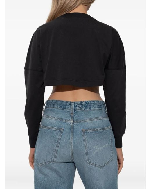 Palm Angels Black Langärmeliges Cropped-Oberteil