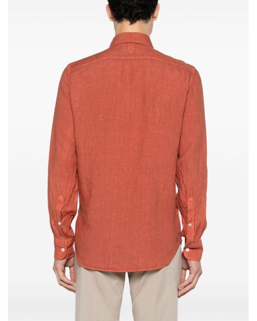 Canali Red Longsleeve Linen Shirt for men