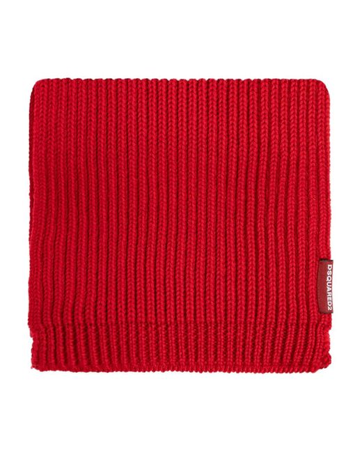 DSquared² Red Ribbed Beanie And Scarf Set for men