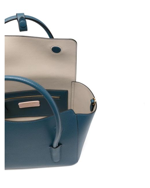 Coccinelle Blue Medium Double Beat Top-Handle Leather Tote Bag
