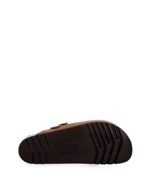 Scholl Brown Boston Buckle-Fastening Suede Slippers for men