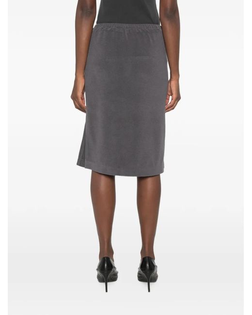 A.M.G Gray Elasticated-Waistband Side-Slit Midi Skirt