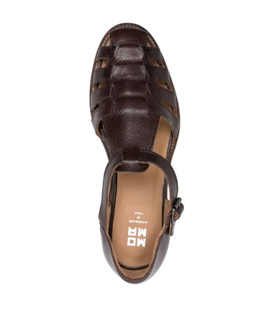 Moma Brown Caged Leather Sandals