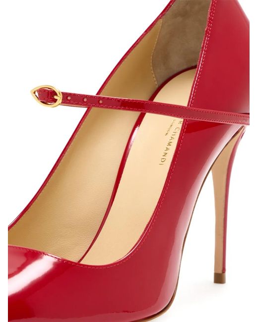 JENNIFER CHAMANDI Red Lorenzo Adjustable-Strap Heeled Pumps