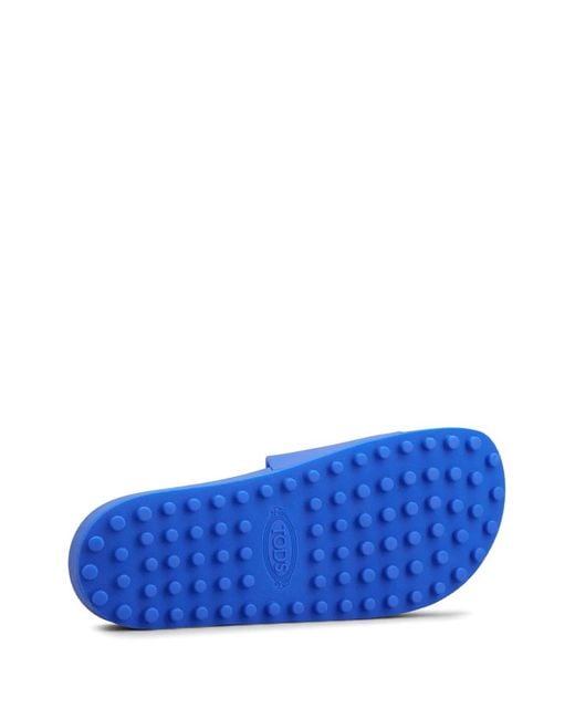 Tod's Blue Logo-Embossed Slides for men