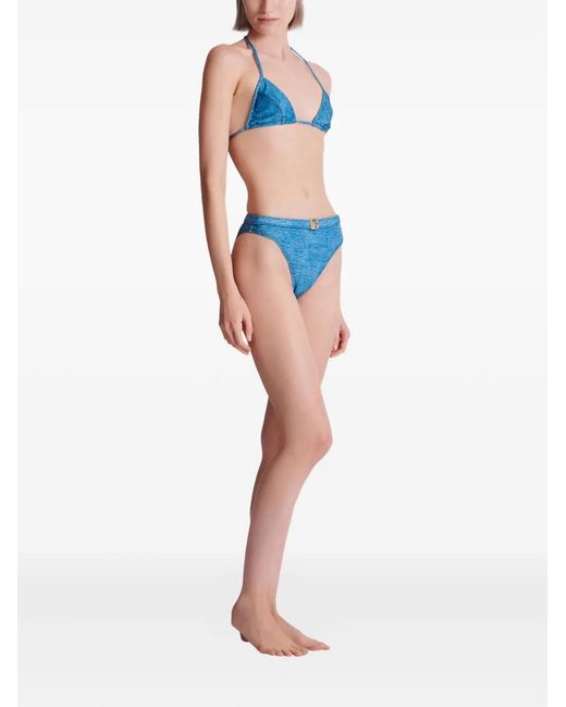 Balmain Blue Logo-Plaque Bikini