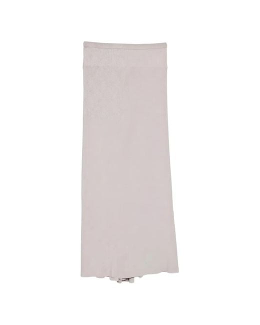 Rick Owens White Silk Blend Long Skirt