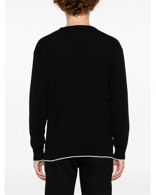 FAMILY FIRST Black Embroidered-Logo Crew-Neck Jumper for men