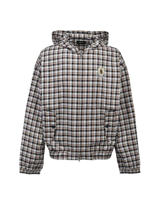 BREATH Gray Check-Pattern Hooded Jacket for men