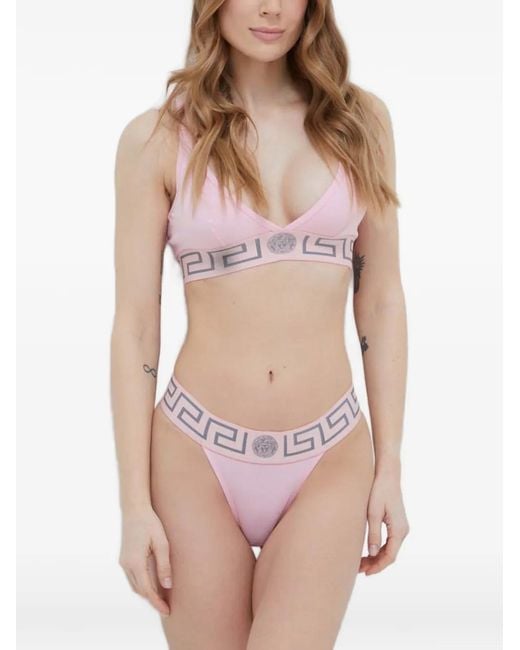Versace Pink Greca Medusa Thong