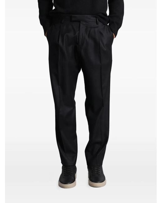 Grayed Black Pleated Trousers for men