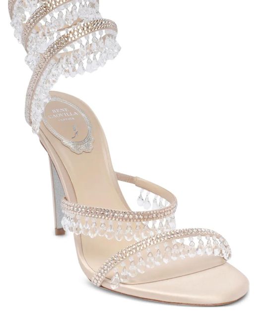 Rene Caovilla White 105Mm Crystal-Embellished Sandals