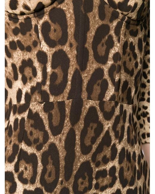 Dolce & Gabbana Brown Leopard-Print Midi Dress