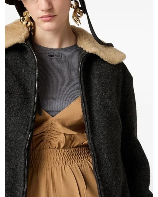 Miu Miu Natural Sablé Shoulder-Strap Smocked Dress