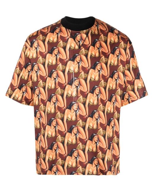 Roberto Cavalli Orange Graphic-print T-shirt for men