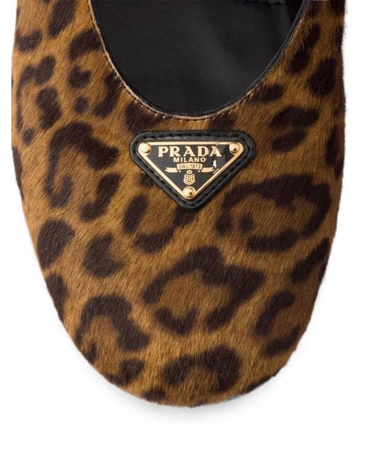Prada White Printed Leather Ballerinas