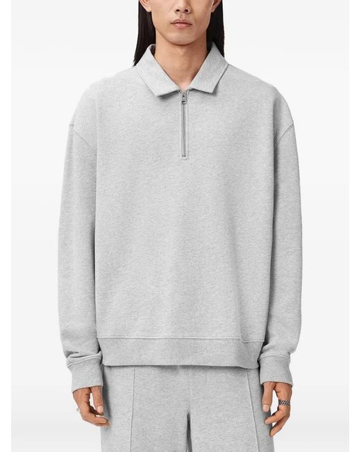 AllSaints Gray Zip-Collared Polo Shirt for men