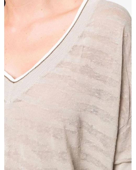 Brunello Cucinelli Natural Semi-Sheer Jumper