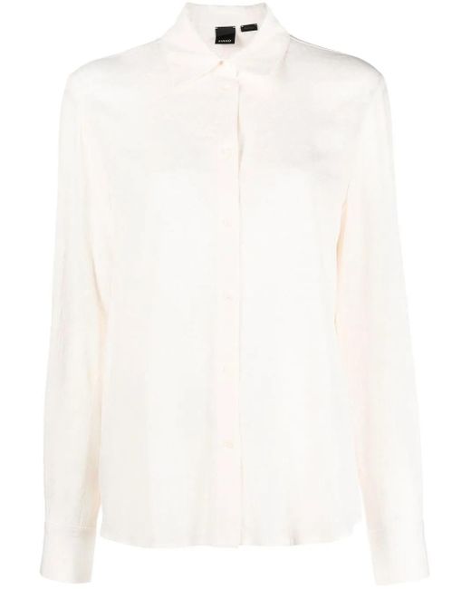 Pinko White Button-Up Long-Sleeve Shirt