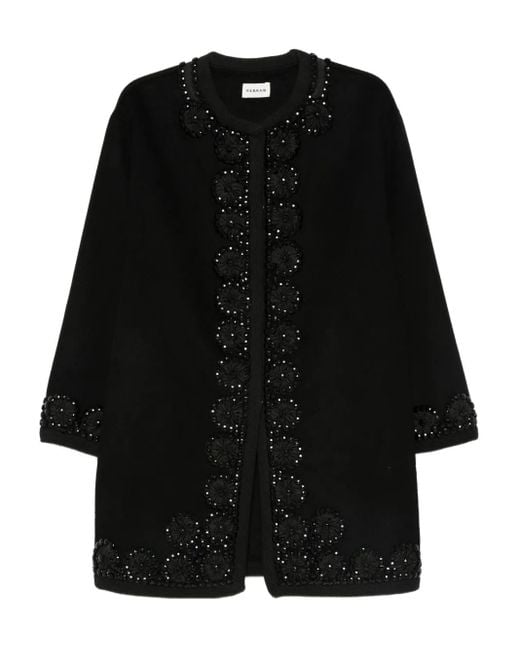 P.A.R.O.S.H. Black Embellished Floral Coat
