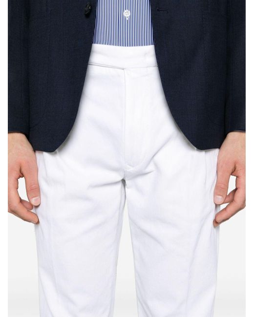 Incotex White Tapered-leg Twill Trousers for men