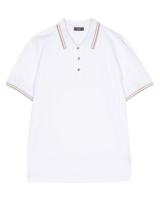 Peserico White Stripe-trim Cotton Polo Shirt for men