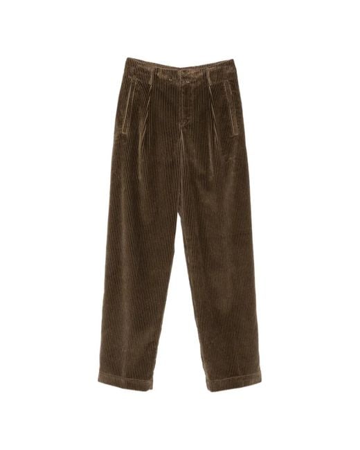 Etro Brown Pleated Corduroy-Texture Trousers