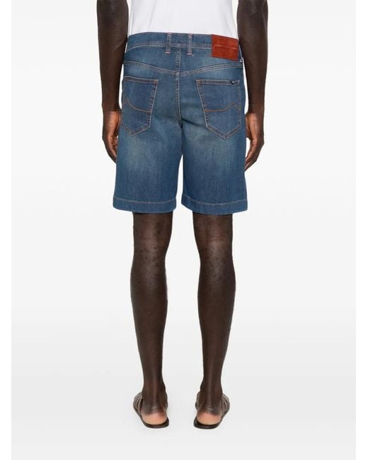Jacob Cohen Blue Nicolas Logo-Patch Shorts for men