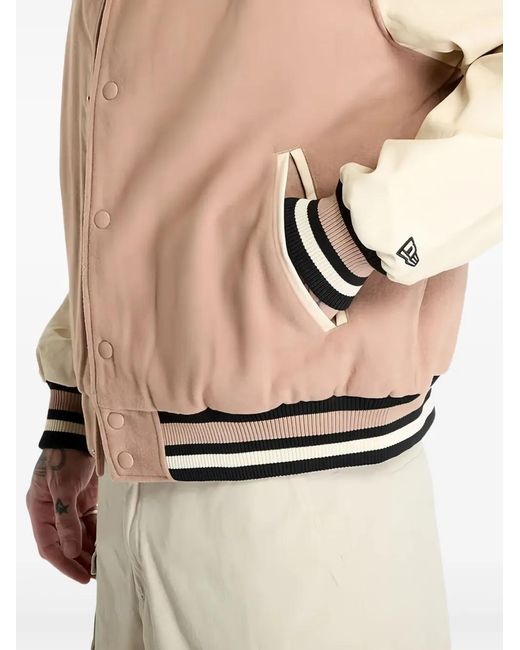 KTZ Natural Brooklyn Nets Nba Lifestyle Varsity Jacket for men