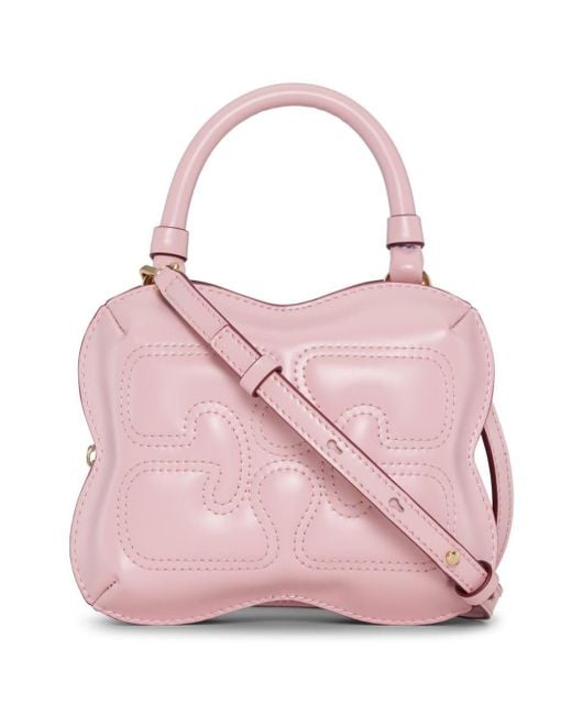 Ganni Pink Butterfly Leather Mini Bag