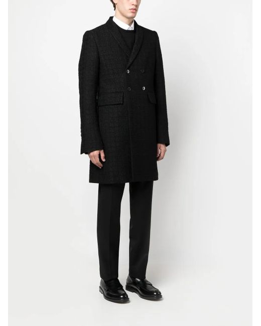 SAPIO Black Boucle Double-Breasted Coat for men