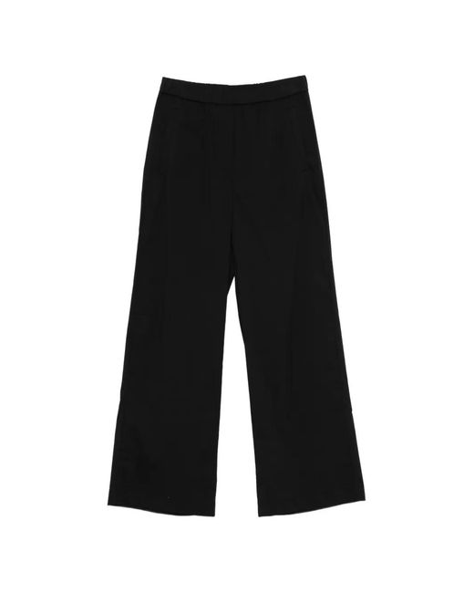 Patrizia Pepe Black Straight-Leg Poplin Trousers