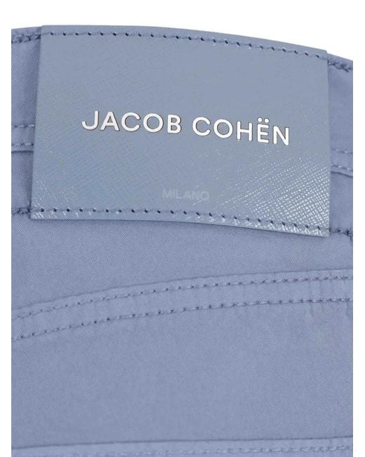 Jacob Cohen Blue Logo-Patch Five-Pocket Shorts for men