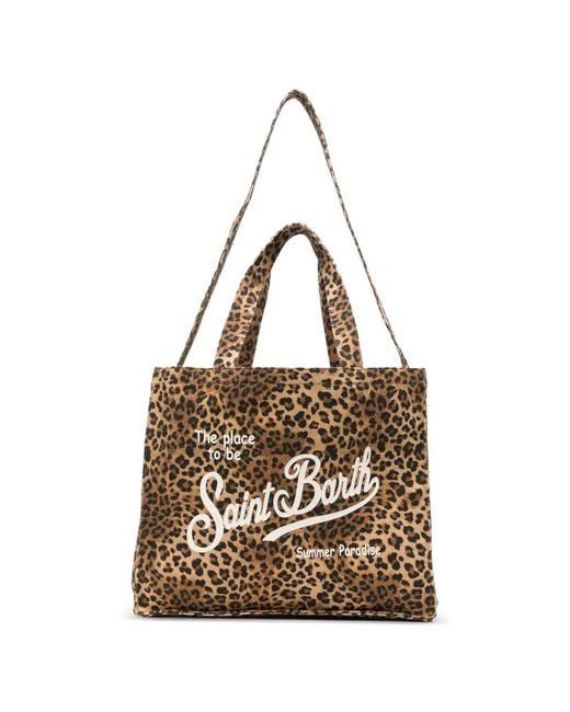 Mc2 Saint Barth White Essential Leopard-Print Tote Bag