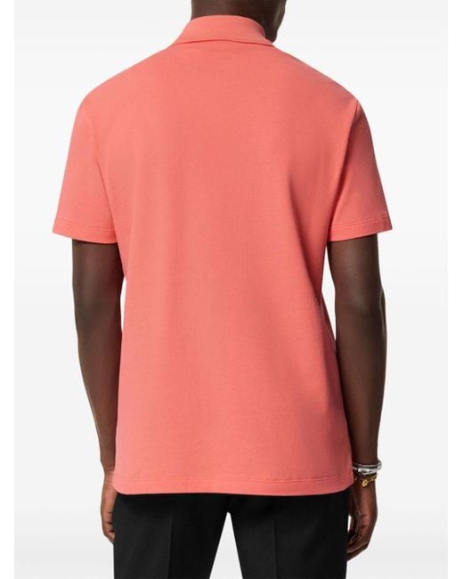 Versace Pink Logo-embroidered Polo Shirt for men