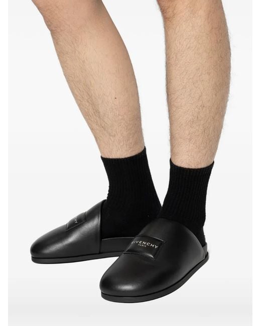 Givenchy Black Leather Slides for men