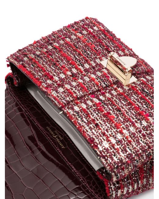 Borsa a spalla Lottie in tweed di Aspinal in Red