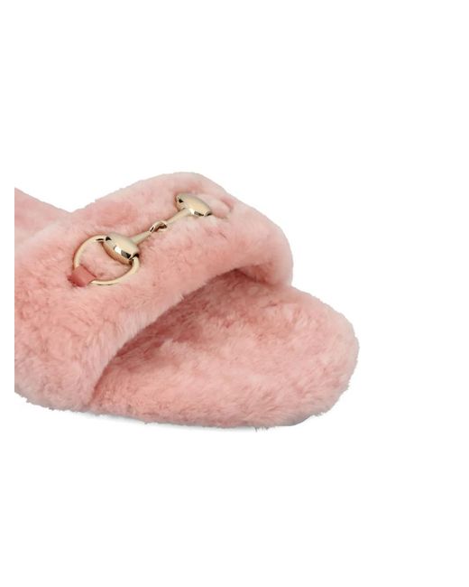 Gucci Pink Horsebit Flat Sandals