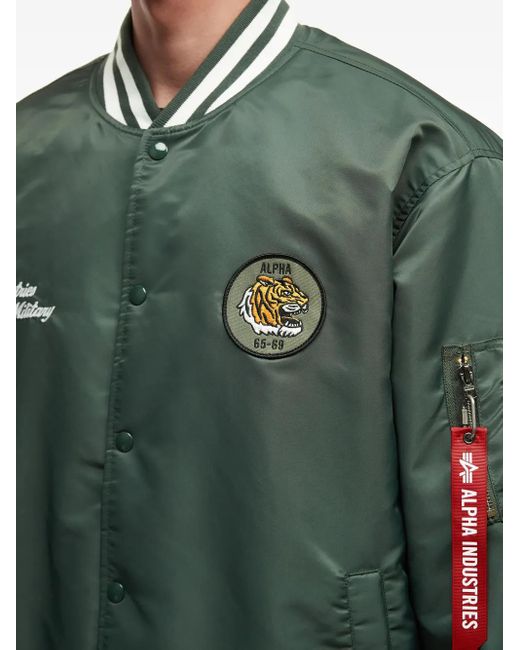 Alpha Industries Green Tiger-Patch Bomber Jacket for men