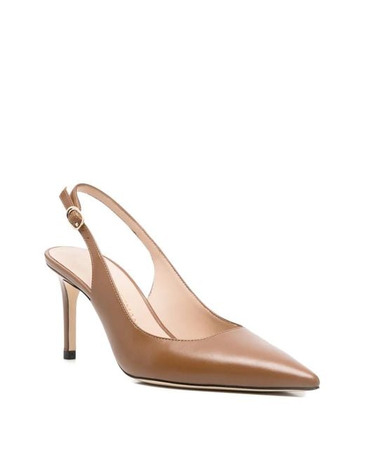 Stuart Weitzman Brown Stuart Power Slingback Leather Pumps