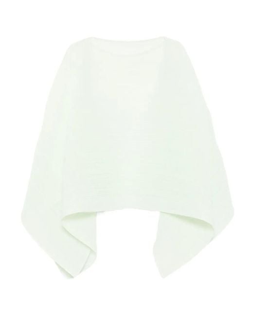Pleats Please Issey Miyake White Madame-T June Cape-Jacke Mit Falten