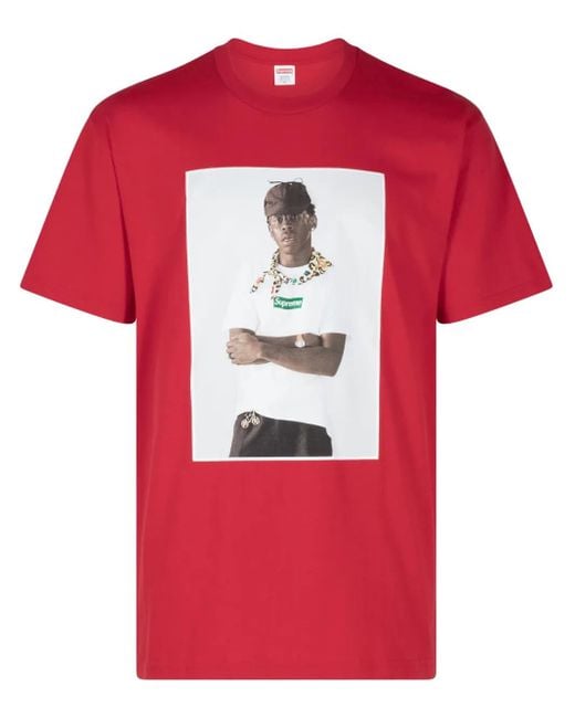 Supreme Red Photograph-Print Cotton Crew-Neck T-Shirt for men