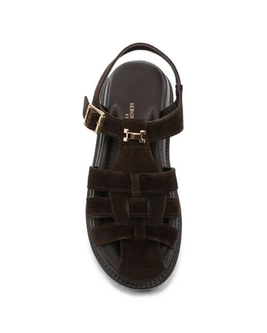 SERGIO MORETTI FIRENZE Black Buckle-Fastening Caged Sandals