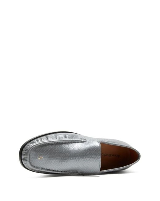 Acne Gray Leather Loafers for men